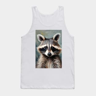 Raccoon Portrait Oil Painting Art Tank Top